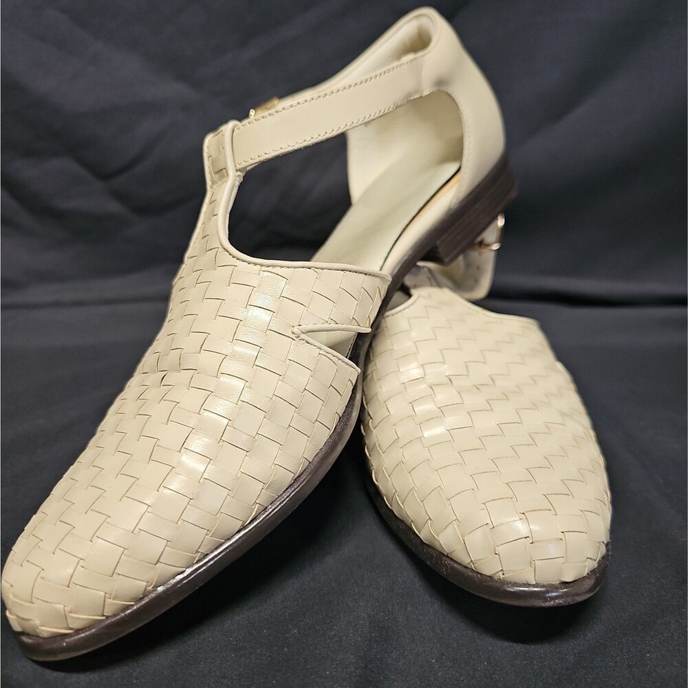 Trotters Womens Weave Faux Leather Closed Toe Casual Ivory Size 9.5n